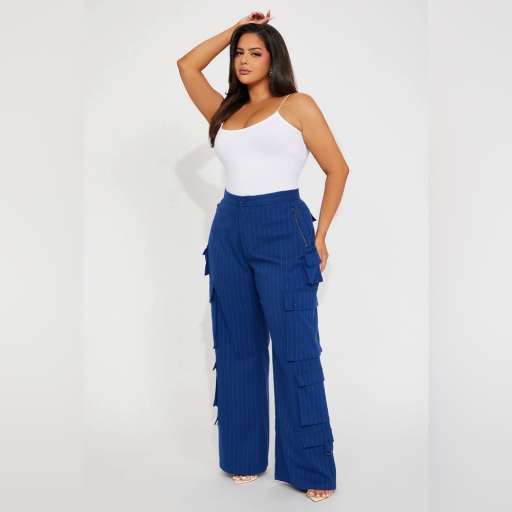 Blue stripe cargo pants